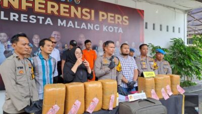 Polresta Malang Kota Mengamankan Pemuda yang Menyamar sebagai Pemudik dan Membawa 42 Kilogram Ganja